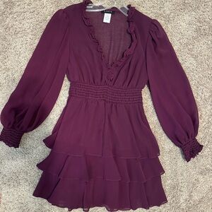 B Darlin Flutter Sleeve V Neck Layered Dress
